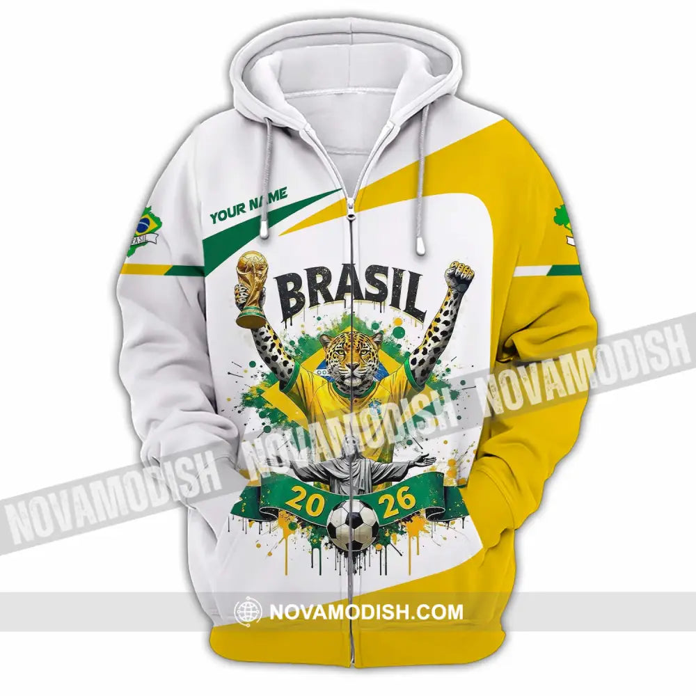 Unisex Shirt - Custom Brasil 3D Shirt Zipper Hoodie / S T-shirt