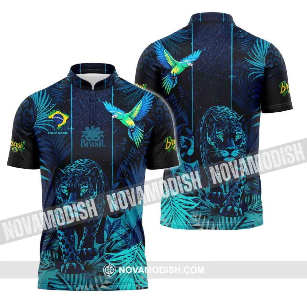 Unisex Shirt - Custom Brasil 3D Shirt Zipper Polo Shirt / S T-shirt