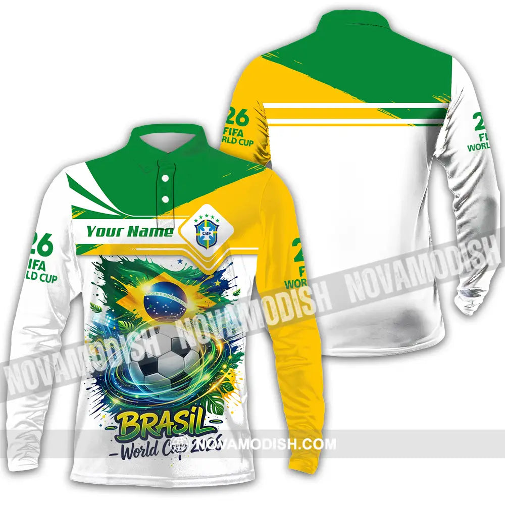 Unisex Shirt - Custom Brasil Fifa World Cup 2026 3D Shirt - Long Sleeve Polo / S - T-shirt