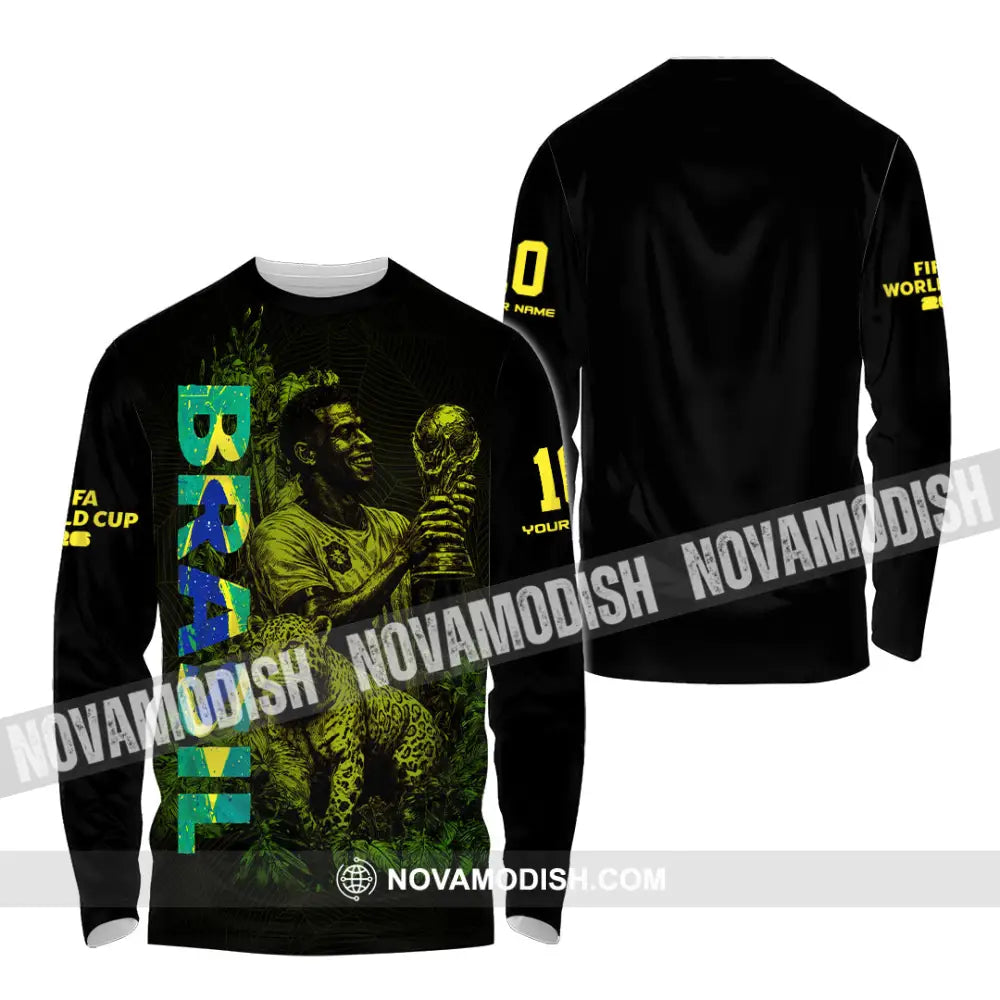 Unisex Shirt - Custom Brasil Fifa World Cup 2026 3D Shirt Long Sleeve Shirt / S T-shirt