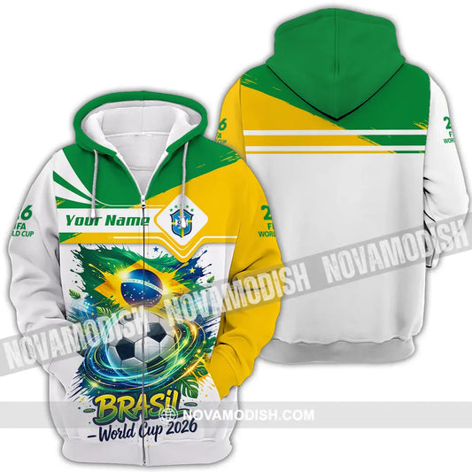 Unisex Shirt - Custom Brasil Fifa World Cup 2026 3D Shirt - Zipper Hoodie / S - T-shirt