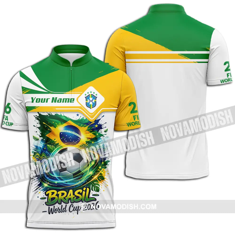 Unisex Shirt - Custom Brasil Fifa World Cup 2026 3D Shirt - Zipper Polo Shirt / S - T-shirt