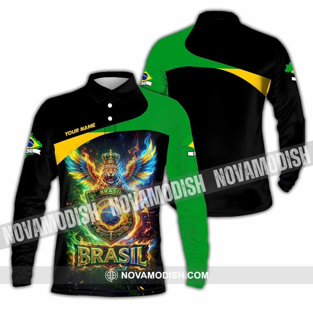 Unisex Shirt - Custom Brasil Shirt - Long Sleeve Polo / S - T-shirt