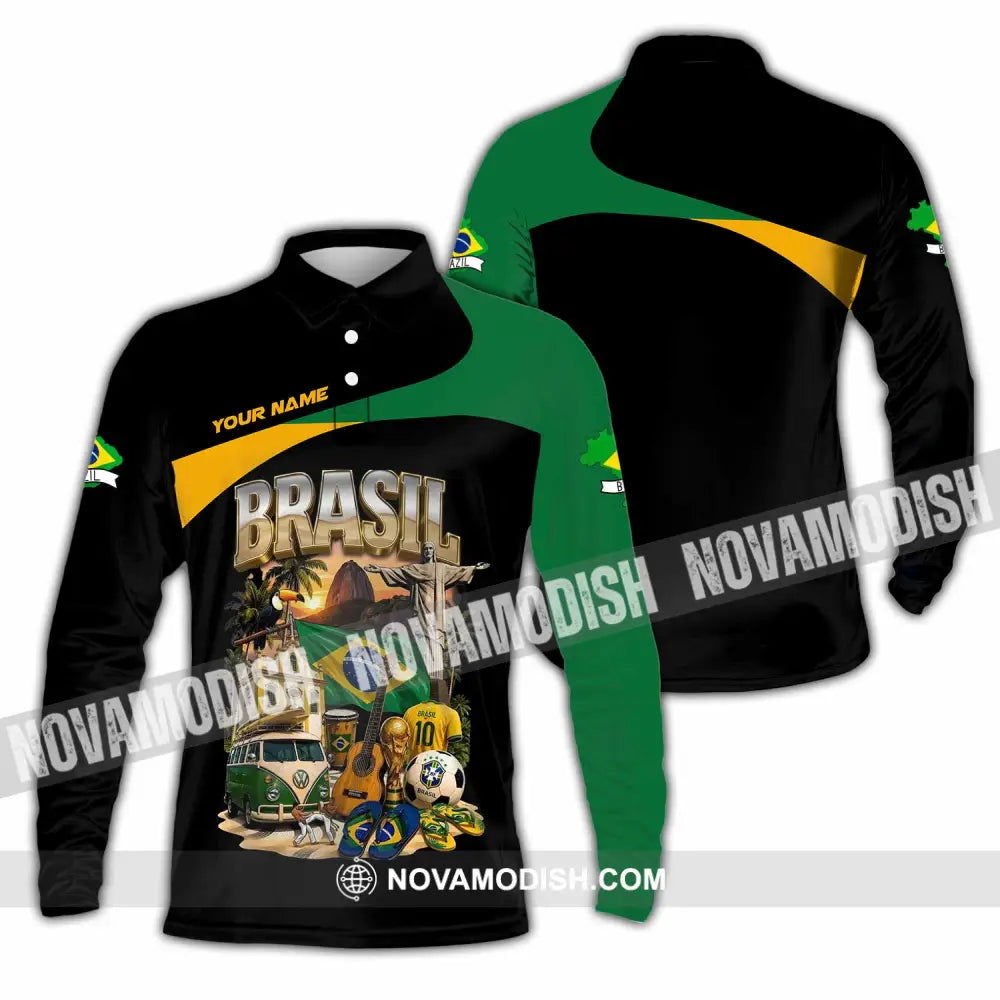 Unisex Shirt - Custom Brasil Shirt - Long Sleeve Polo / S - T-shirt