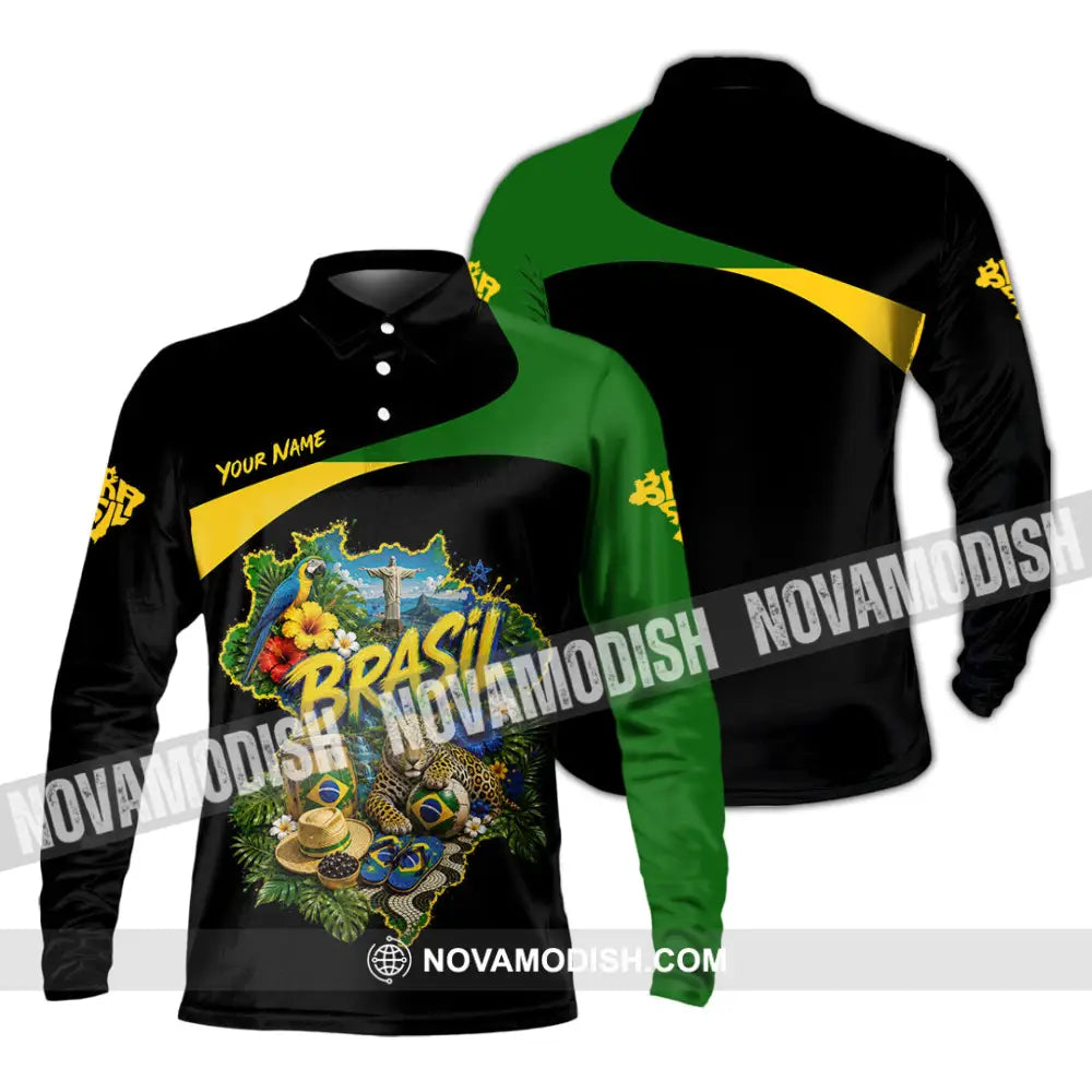 Unisex Shirt - Custom Brasil Shirt - Long Sleeve Polo / S - T-shirt
