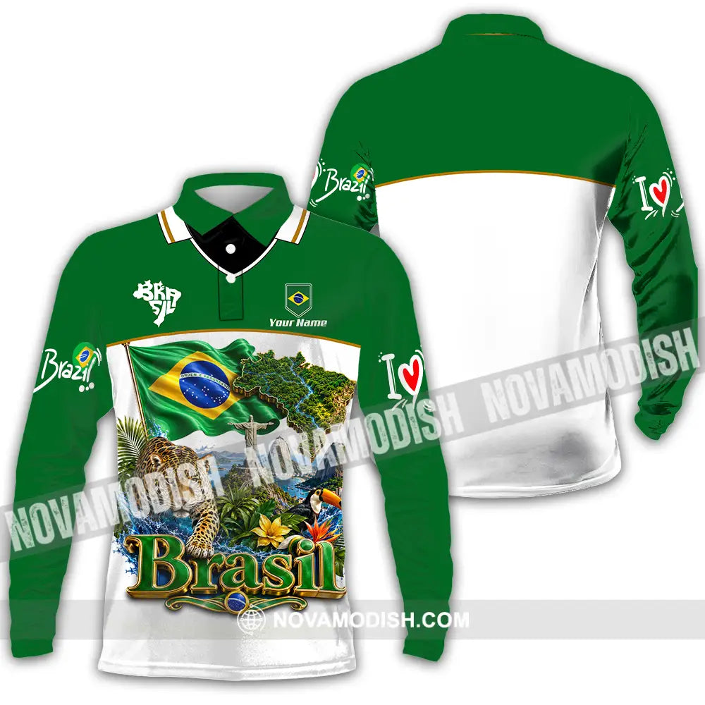 Unisex Shirt - Custom Brasil Shirt - Long Sleeve Polo / S - T-shirt