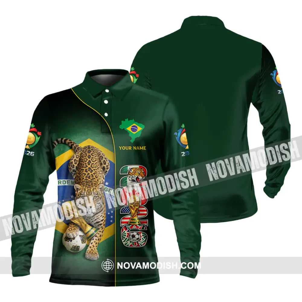 Unisex Shirt - Custom Brasil World Cup 2026 3D Shirt Long Sleeve Polo / S T-shirt