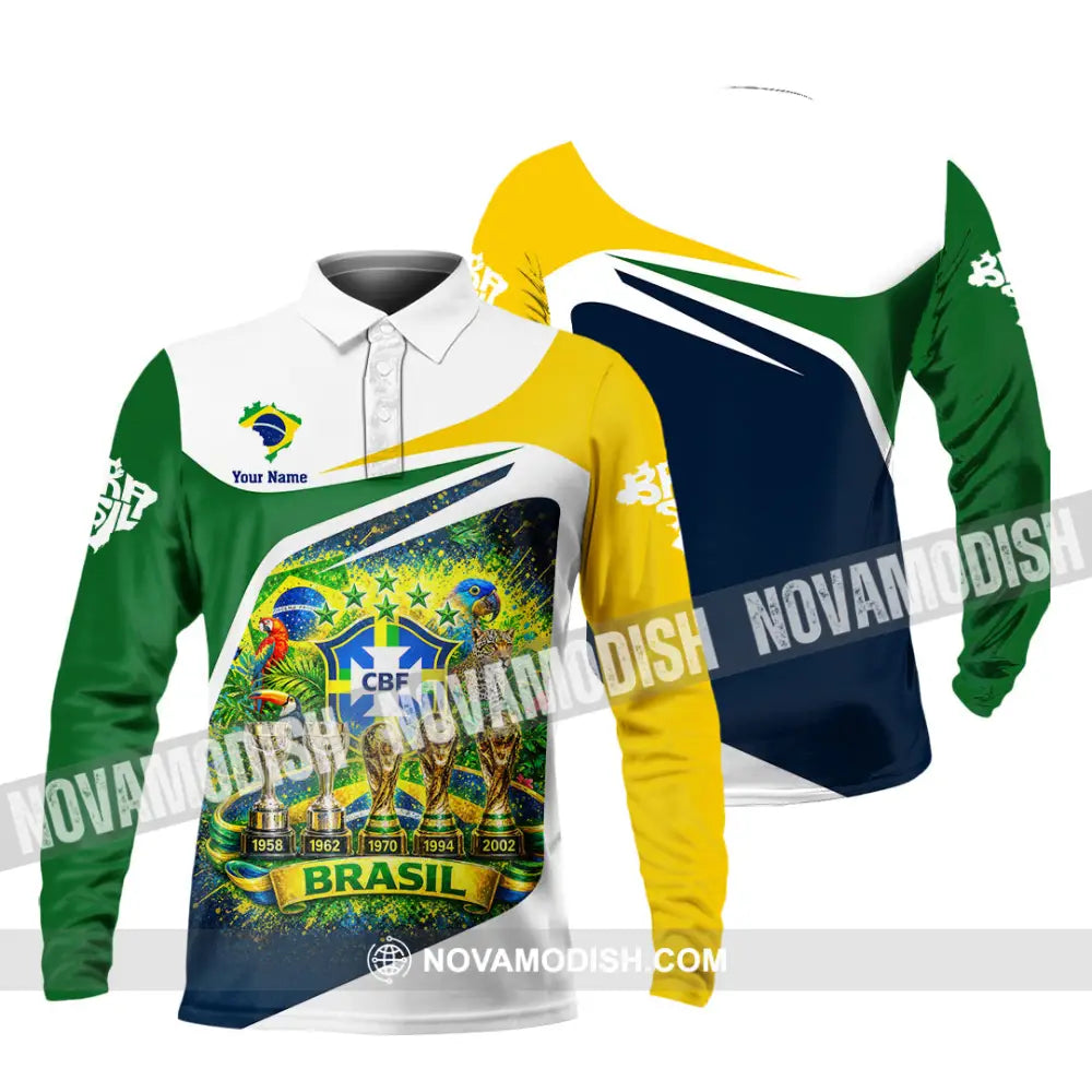 Unisex Shirt - Custom Brasil World Cup 2026 3D Shirt - Long Sleeve Polo / S - T-shirt