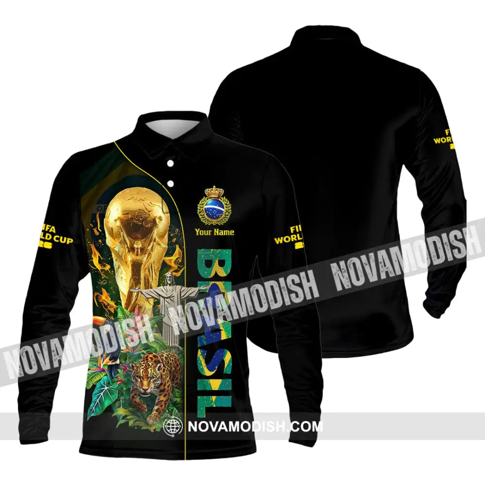 Unisex Shirt - Custom Brasil World Cup 2026 3D Shirt Long Sleeve Polo / S T-shirt