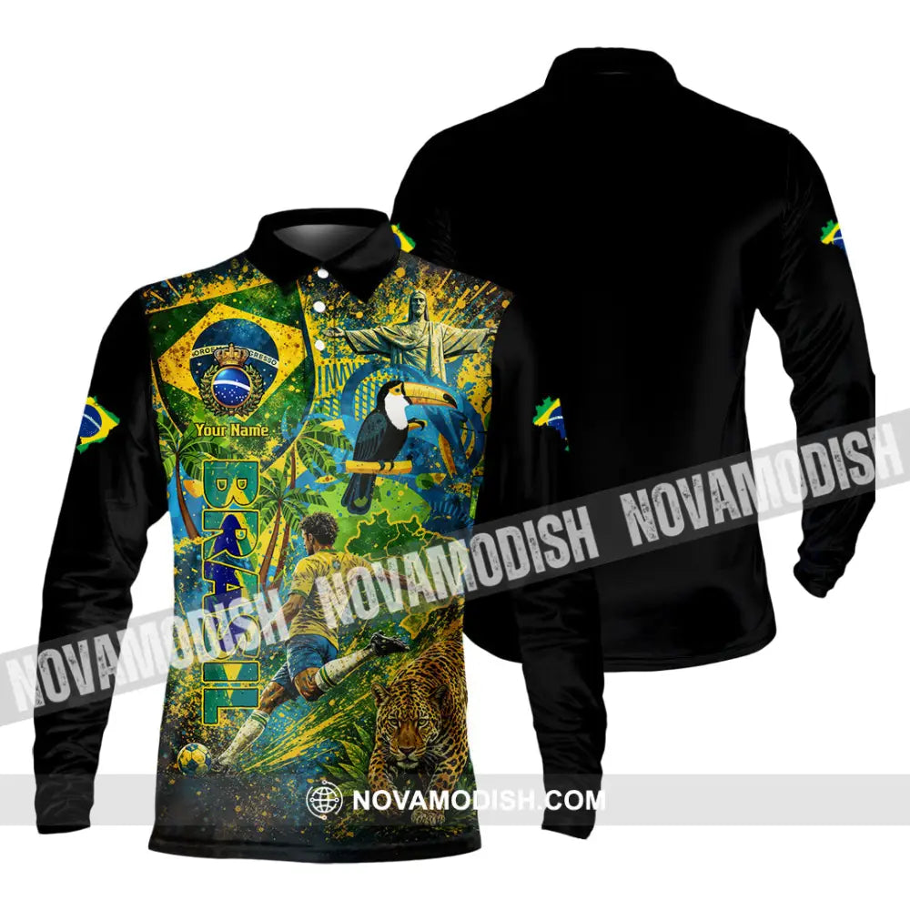 Unisex Shirt - Custom Brasil World Cup 2026 3D Shirt - Long Sleeve Polo / S - T-shirt