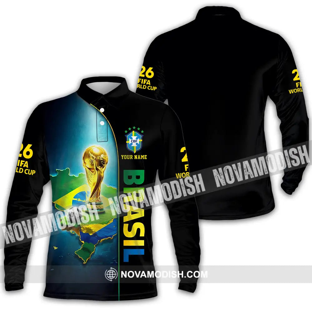 Unisex Shirt - Custom Brasil World Cup 2026 3D Shirt - Long Sleeve Polo / S - T-shirt
