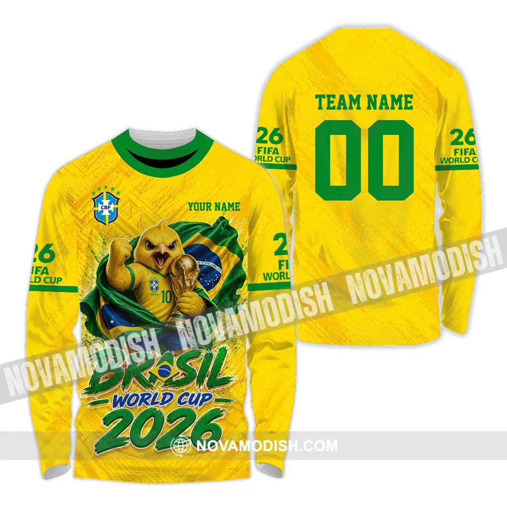 Unisex Shirt - Custom Brasil World Cup 2026 3D Shirt - Long Sleeve Shirt / S - T-shirt