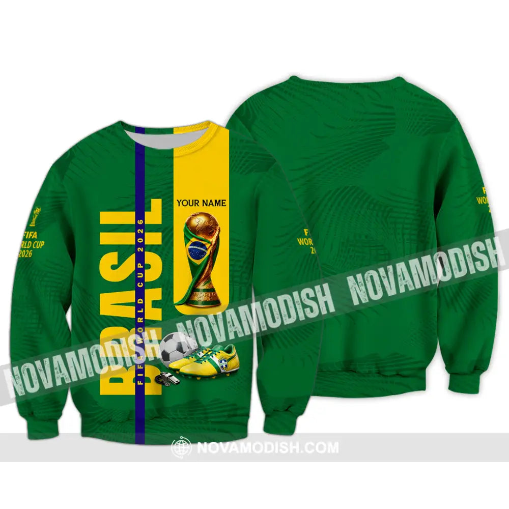 Unisex Shirt - Custom Brasil World Cup 2026 3D Shirt Long Sleeve / S T-shirt