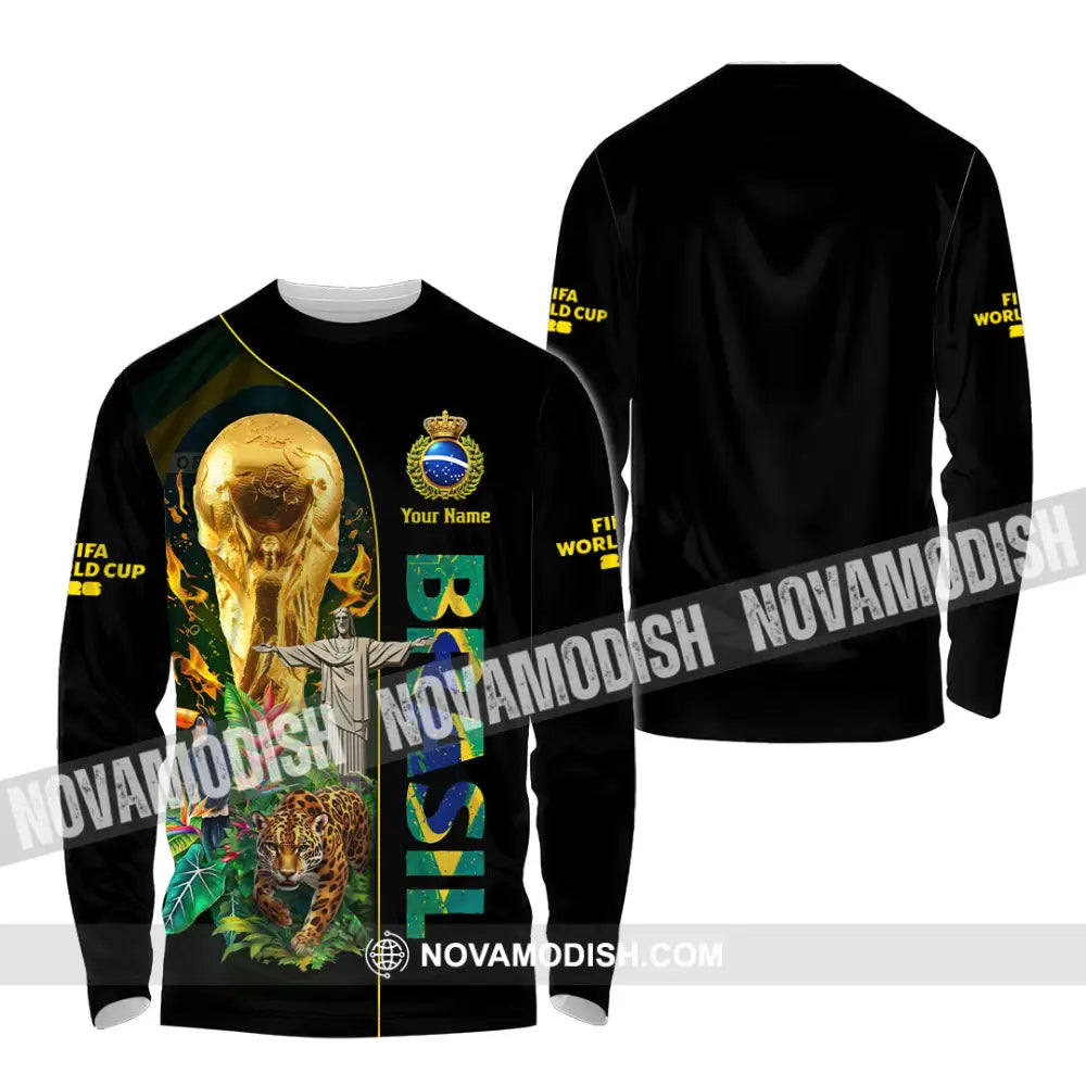 Unisex Shirt - Custom Brasil World Cup 2026 3D Shirt Long Sleeve Shirt / S T-shirt