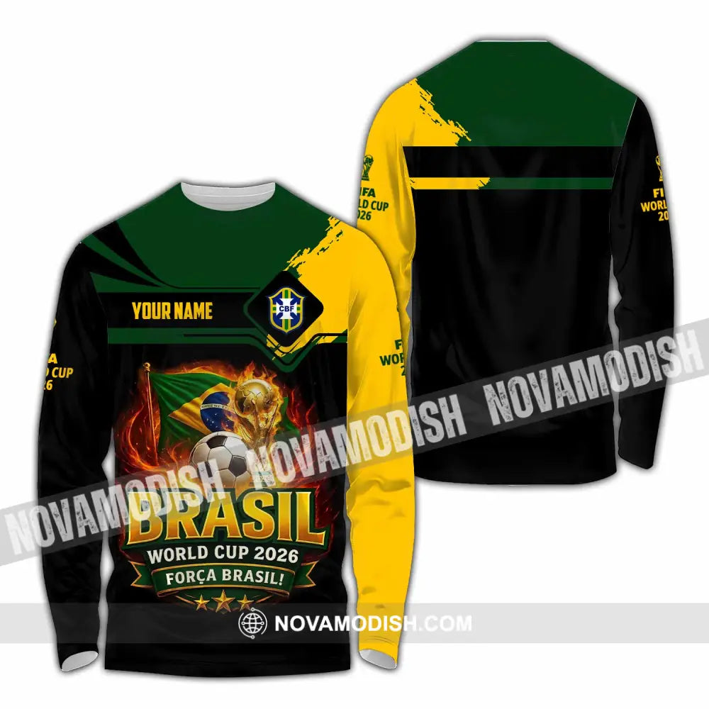 Unisex Shirt - Custom Brasil World Cup 2026 3D Shirt - Long Sleeve Shirt / S - T-shirt