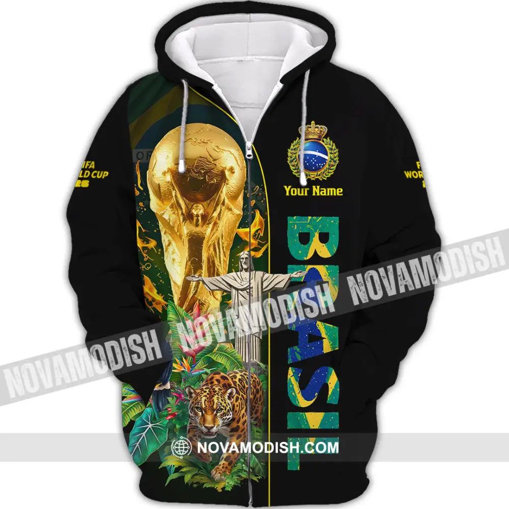 Unisex Shirt - Custom Brasil World Cup 2026 3D Shirt Zipper Hoodie / S T-shirt