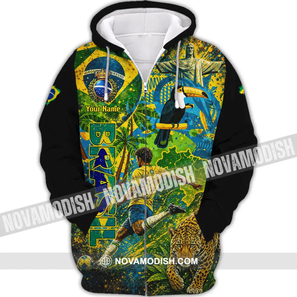 Unisex Shirt - Custom Brasil World Cup 2026 3D Shirt - Zipper Hoodie / S - T-shirt