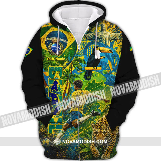 Unisex Shirt - Custom Brasil World Cup 2026 3D Shirt - Zipper Hoodie / S - T-shirt