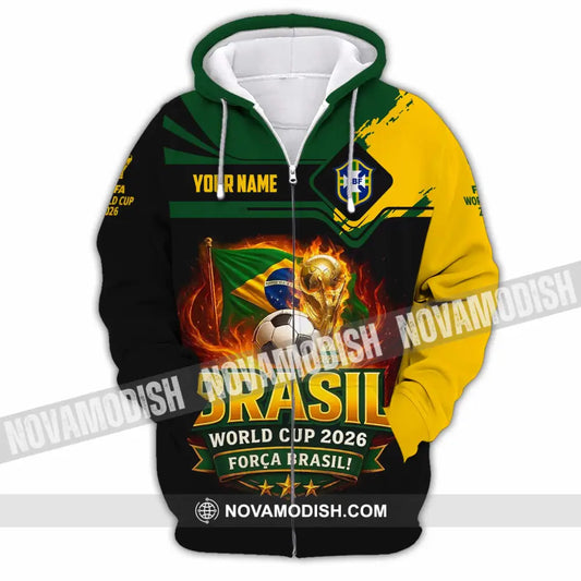 Unisex Shirt - Custom Brasil World Cup 2026 3D Shirt - Zipper Hoodie / S - T-shirt