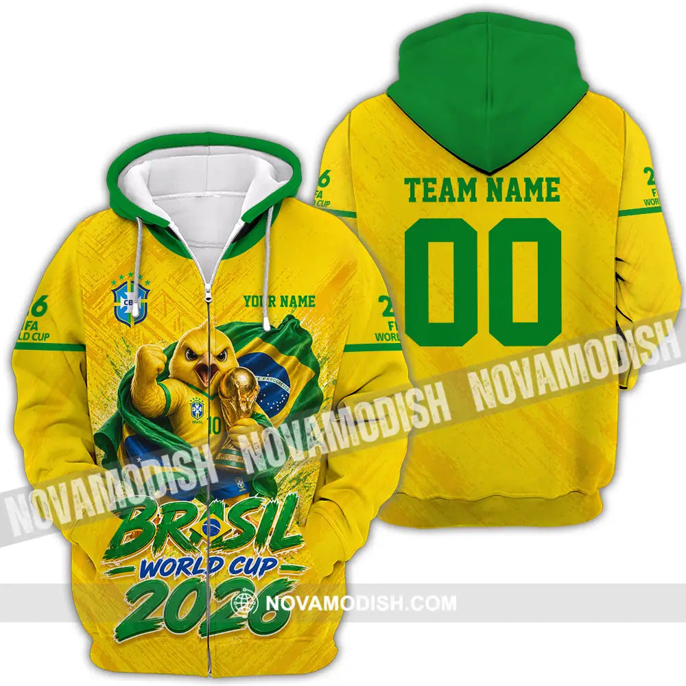 Unisex Shirt - Custom Brasil World Cup 2026 3D Shirt - Zipper Hoodie / S - T-shirt