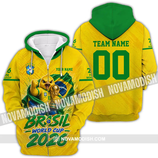 Unisex Shirt - Custom Brasil World Cup 2026 3D Shirt - Zipper Hoodie / S - T-shirt