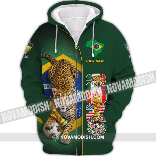 Unisex Shirt - Custom Brasil World Cup 2026 3D Shirt Zipper Hoodie / S T-shirt