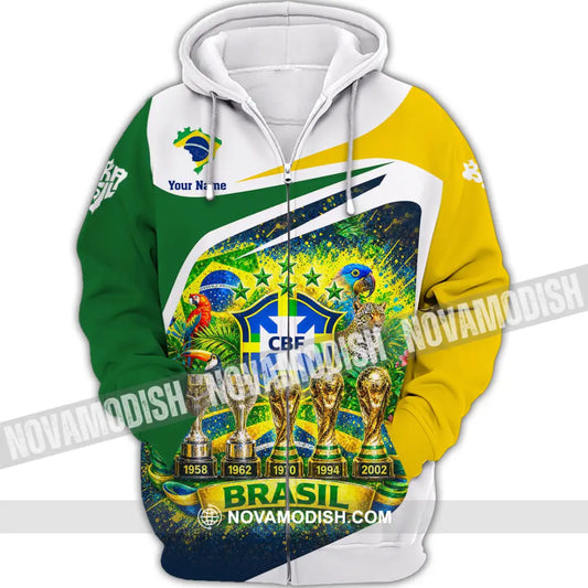 Unisex Shirt - Custom Brasil World Cup 2026 3D Shirt - Zipper Hoodie / S - T-shirt