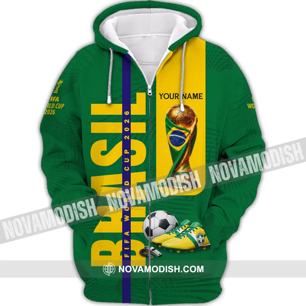 Unisex Shirt - Custom Brasil World Cup 2026 3D Shirt Zipper Hoodie / S T-shirt