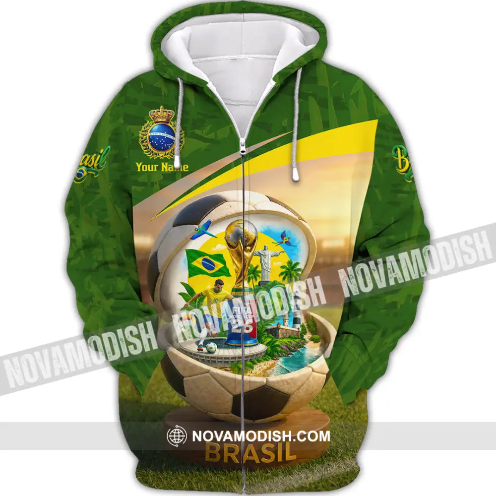 Unisex Shirt - Custom Brasil World Cup 2026 3D Shirt Zipper Hoodie / S T-shirt
