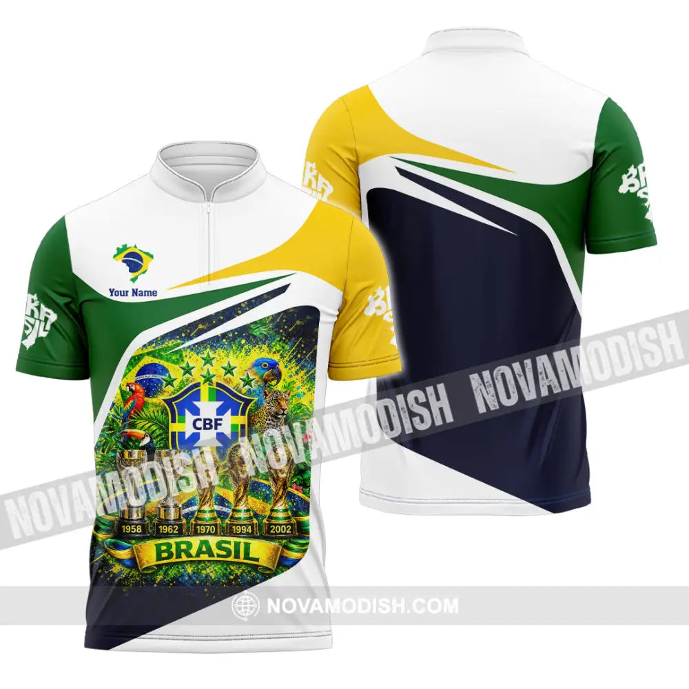 Unisex Shirt - Custom Brasil World Cup 2026 3D Shirt - Zipper Polo Shirt / S - T-shirt