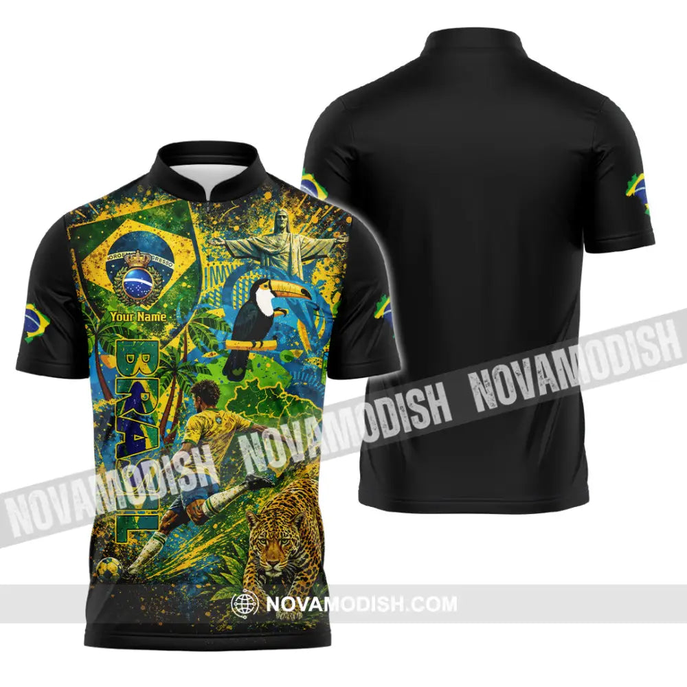 Unisex Shirt - Custom Brasil World Cup 2026 3D Shirt - Zipper Polo Shirt / S - T-shirt