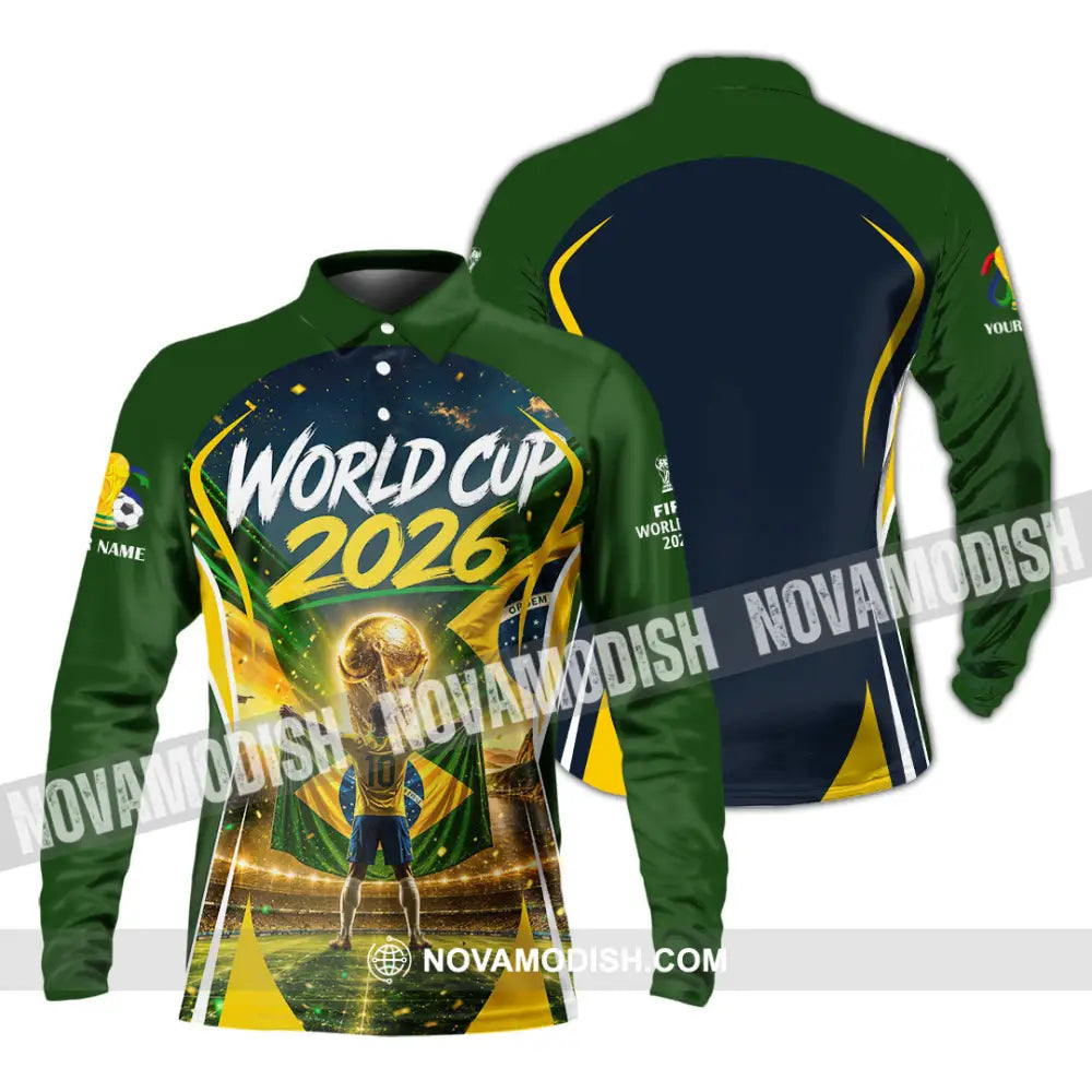 Unisex Shirt - Custom Brasil World Cup 2026 Shirt - Long Sleeve Polo / S - T-shirt