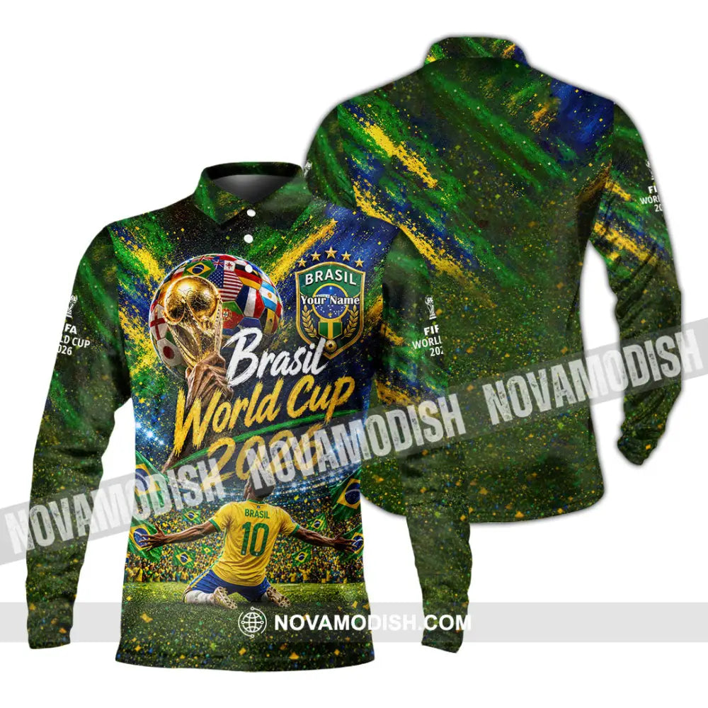 Unisex Shirt - Custom Brasil World Cup 2026 Shirt - Long Sleeve Polo / S - T-shirt