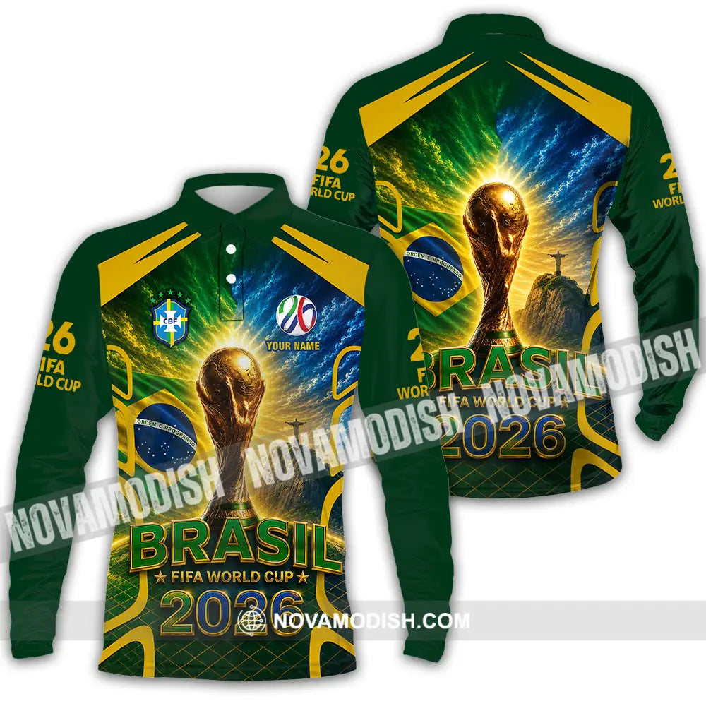 Unisex Shirt - Custom Brasil World Cup 2026 Shirt - Long Sleeve Polo / S - T-shirt