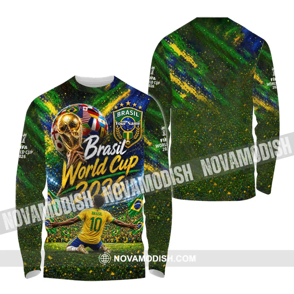 Unisex Shirt - Custom Brasil World Cup 2026 Shirt - Long Sleeve Shirt / S - T-shirt