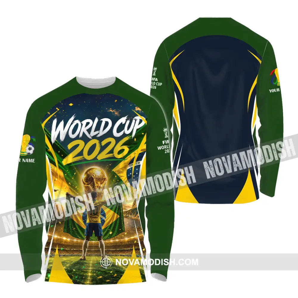 Unisex Shirt - Custom Brasil World Cup 2026 Shirt - Long Sleeve Shirt / S - T-shirt