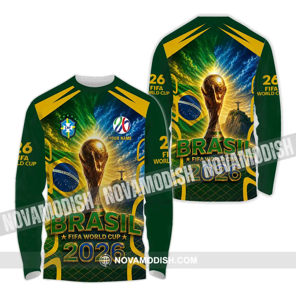Unisex Shirt - Custom Brasil World Cup 2026 Shirt - Long Sleeve Shirt / S - T-shirt