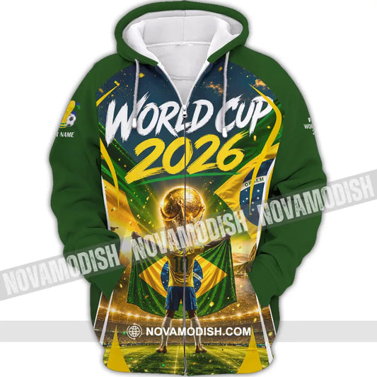 Unisex Shirt - Custom Brasil World Cup 2026 Shirt - Zipper Hoodie / S - T-shirt