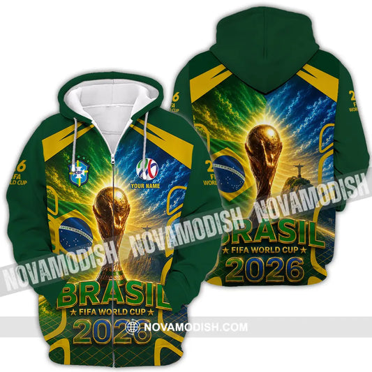 Unisex Shirt - Custom Brasil World Cup 2026 Shirt - Zipper Hoodie / S - T-shirt
