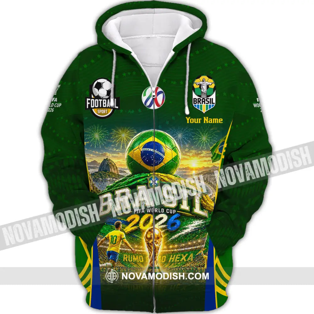 Unisex Shirt - Custom Brasil World Cup 2026 Shirt - Zipper Hoodie / S - T-shirt