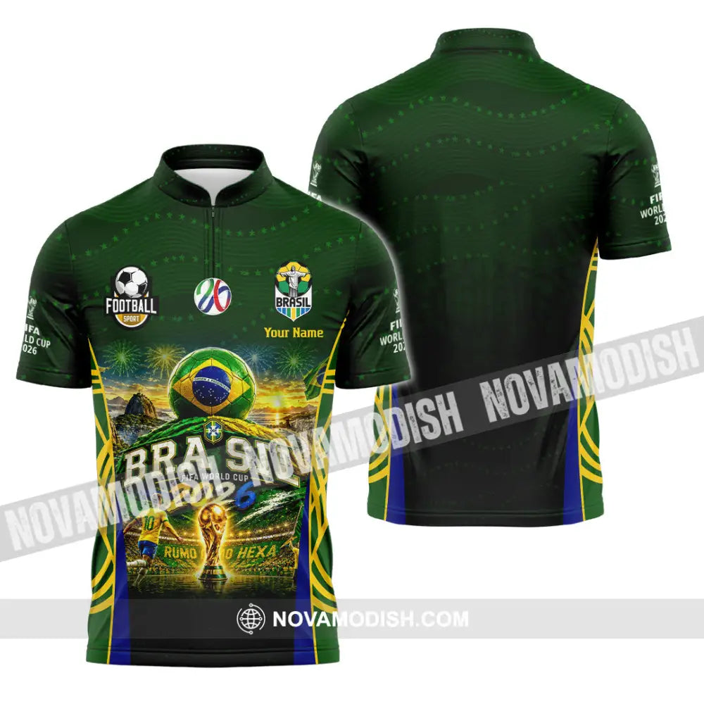Unisex Shirt - Custom Brasil World Cup 2026 Shirt - Zipper Polo Shirt / S - T-shirt
