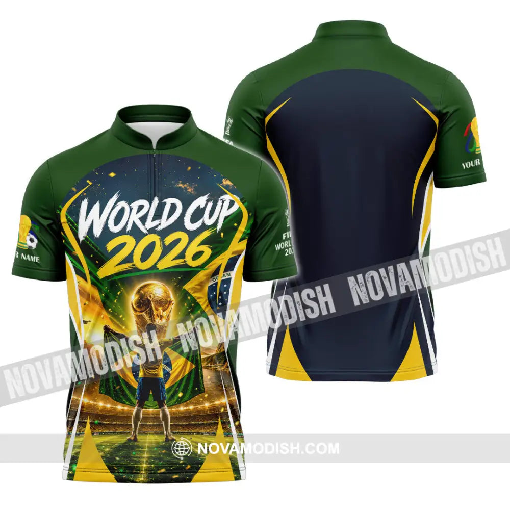 Unisex Shirt - Custom Brasil World Cup 2026 Shirt - Zipper Polo Shirt / S - T-shirt