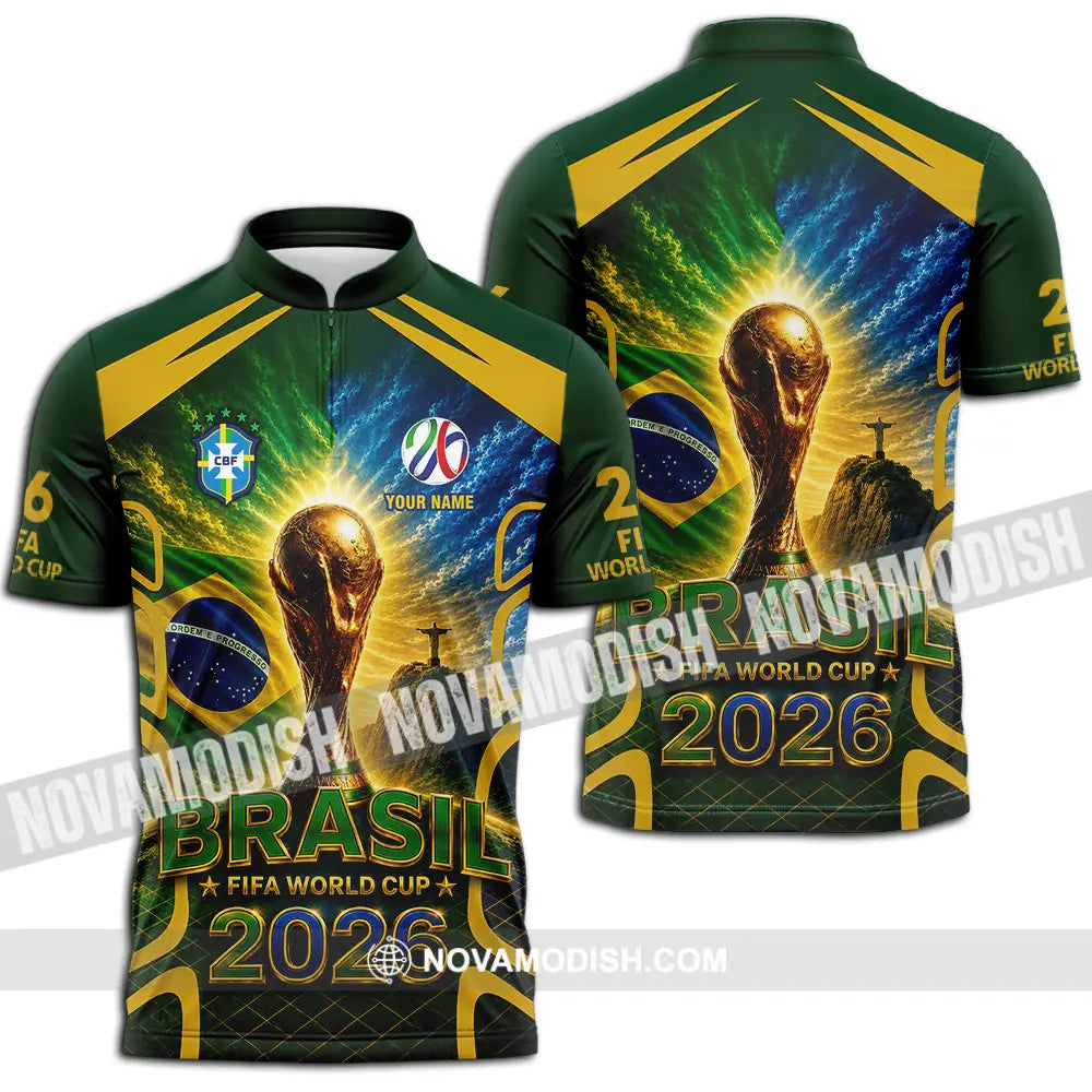 Unisex Shirt - Custom Brasil World Cup 2026 Shirt - Zipper Polo Shirt / S - T-shirt