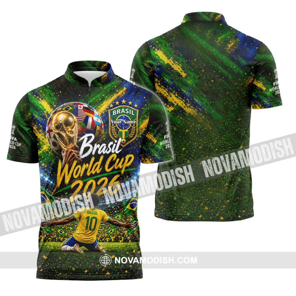 Unisex Shirt - Custom Brasil World Cup 2026 Shirt - Zipper Polo Shirt / S - T-shirt
