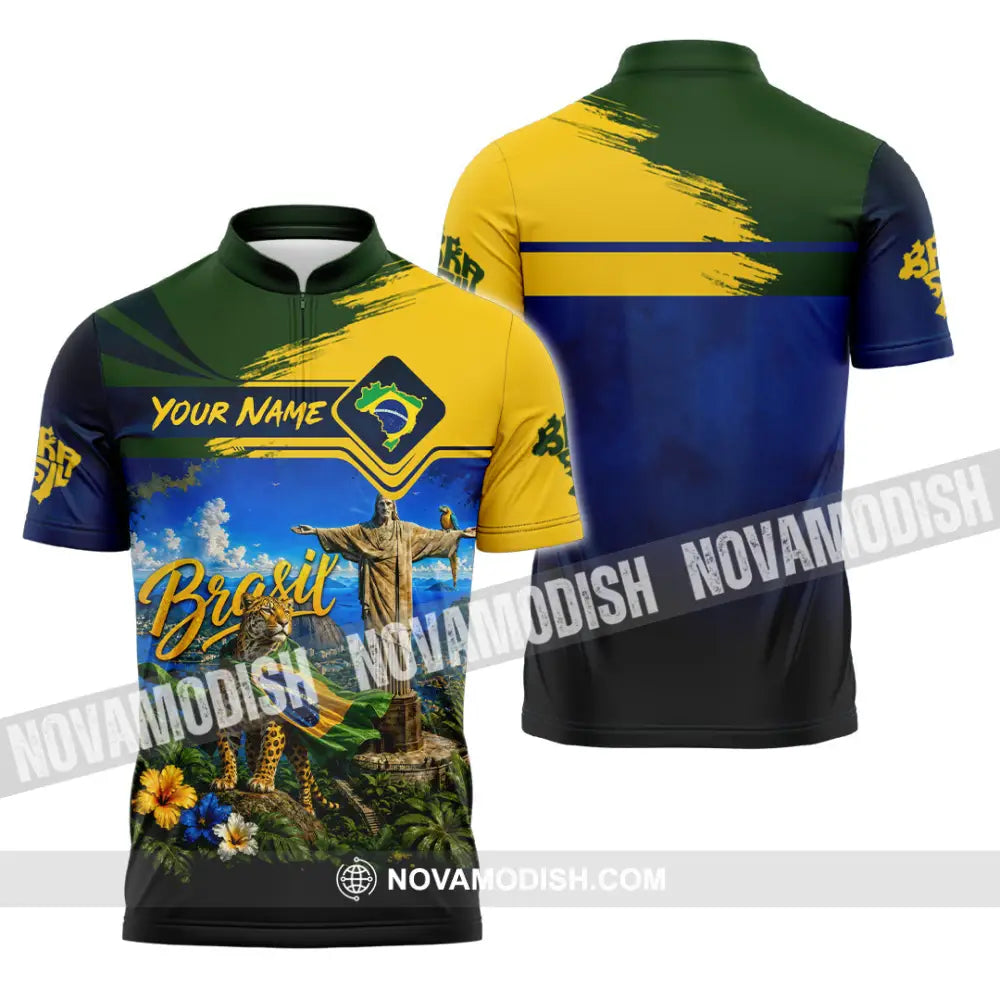 Unisex Shirt - Custom Brasil Shirt - Zipper Polo Shirt / S - T-shirt