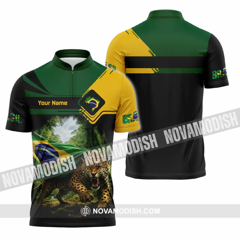Unisex Shirt - Custom Brasil Shirt - Zipper Polo Shirt / S - T-shirt