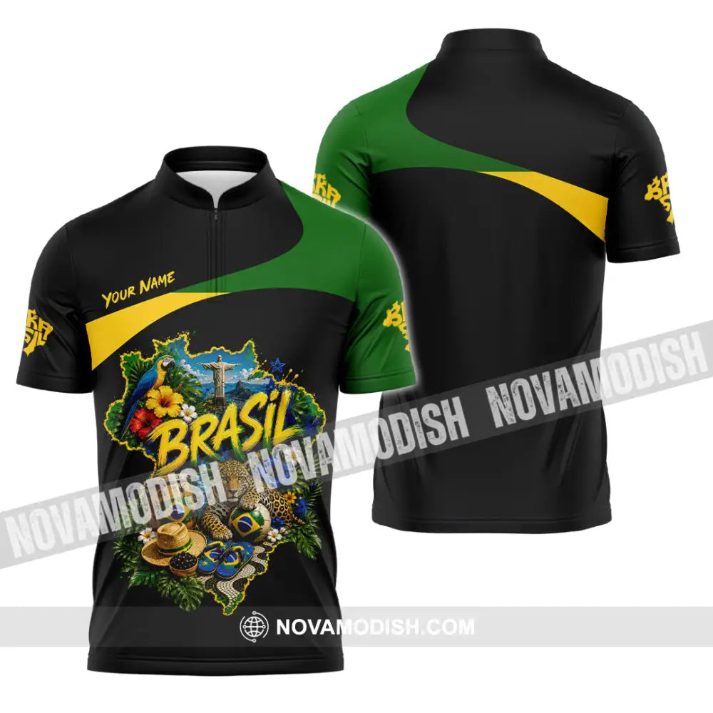 Unisex Shirt - Custom Brasil Shirt - Zipper Polo Shirt / S - T-shirt