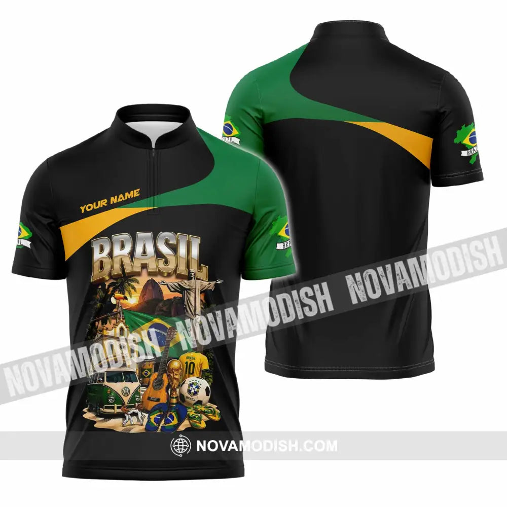 Unisex Shirt - Custom Brasil Shirt - Zipper Polo Shirt / S - T-shirt