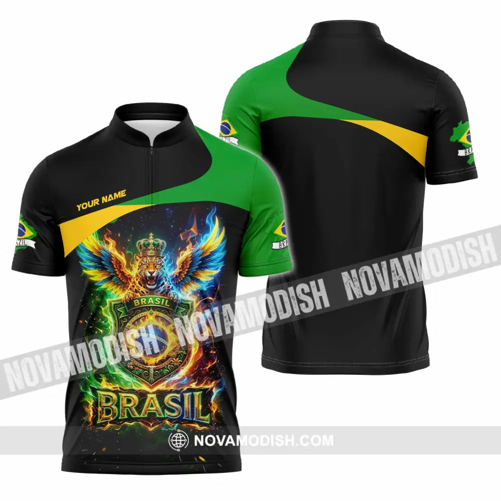 Unisex Shirt - Custom Brasil Shirt - Zipper Polo Shirt / S - T-shirt