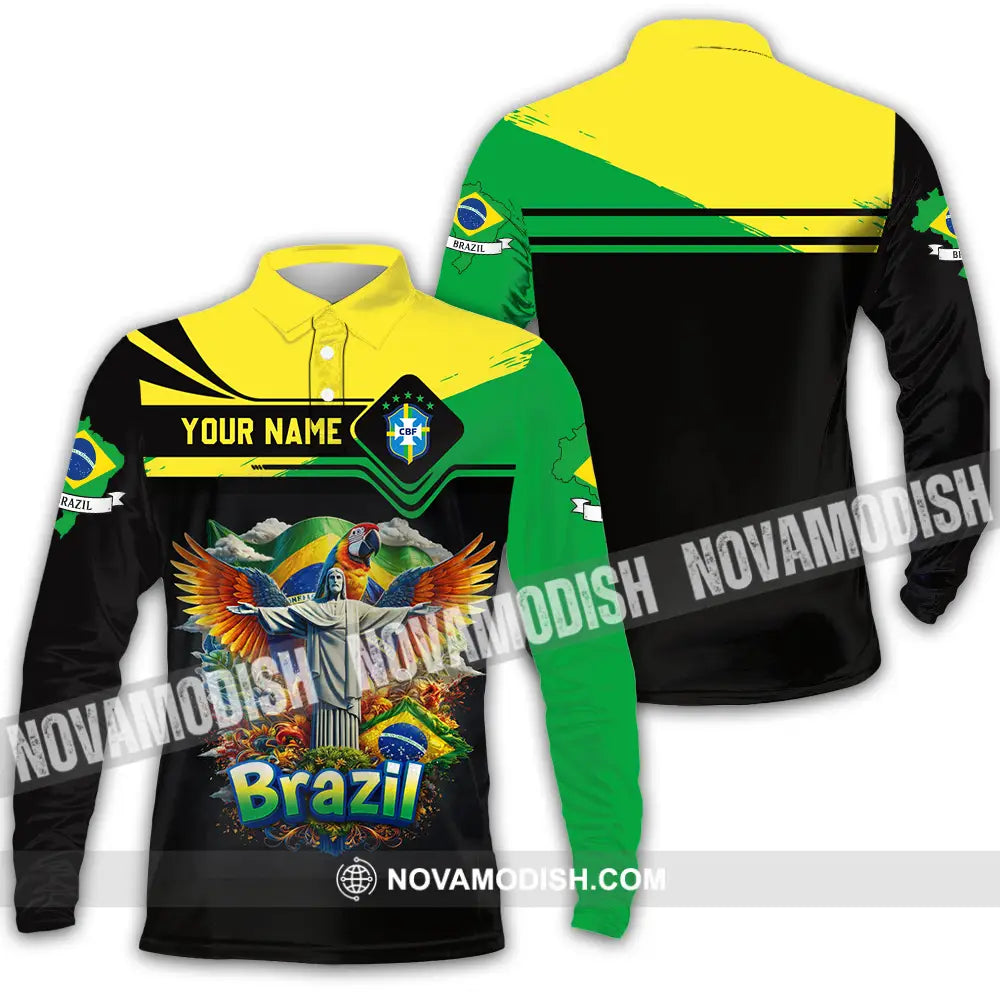Unisex Shirt - Custom Brazil 3D Shirt Long Sleeve Polo / S T-shirt